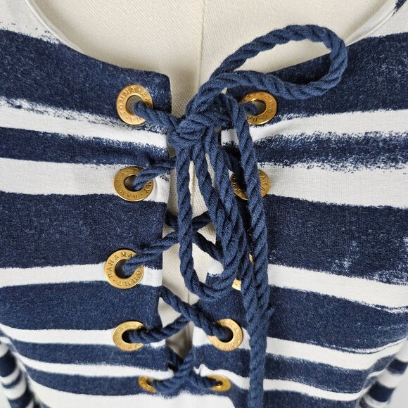 Tommy Bahama Brushed Breaker Striped Dress Medium Lace-Up Navy/White - Picture 5 of 11